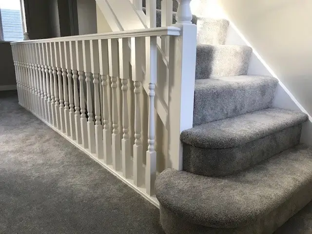 open plan landing with double bull nose treads: Swipe To View More Images